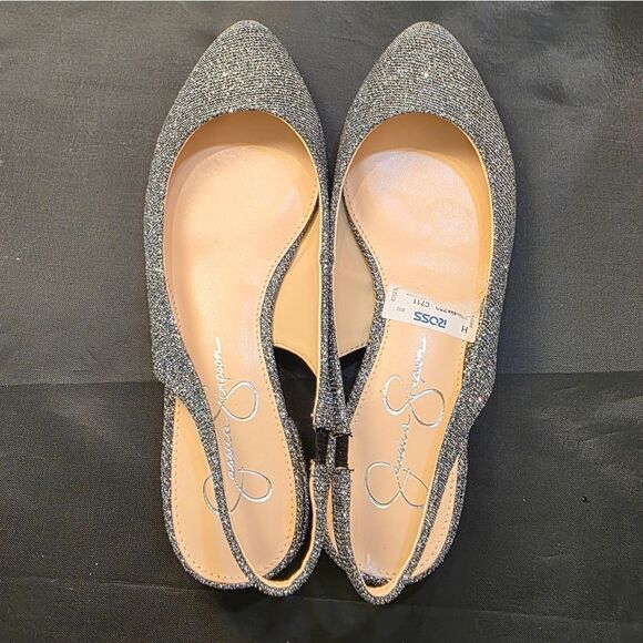 BRAND NEW JESSICA SIMPSON  GLITTERED WOMENS SLINGBACK FLAT SANDALS - Picture 12 of 16